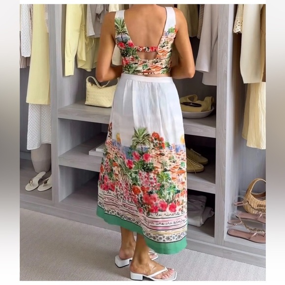 ZARA PRINTED LAYERED MIDI SKIRT - Picture 8 of 16